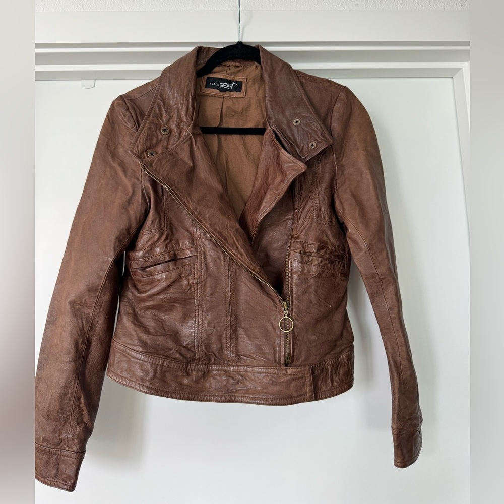 Women’s Brown Leather Moto Jacket